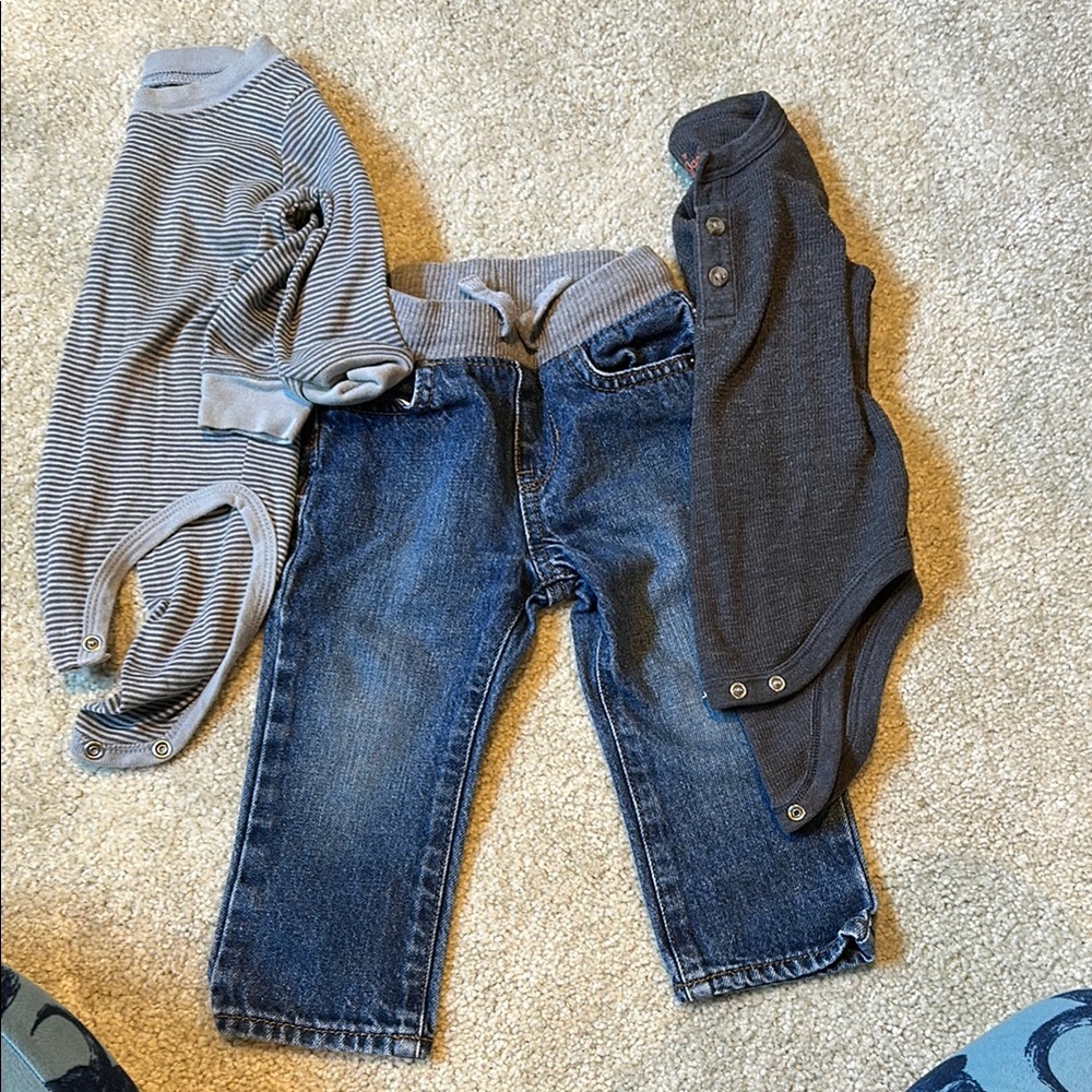 Kids Striped and Solid Gray Matching Set